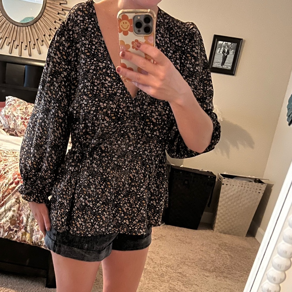 Black Floral Top Wishlist Apparel